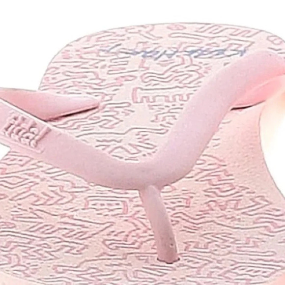 Tidal New York Comfortable Flip Flop Sandals - Keith Haring, Pink, Size 6, EUC - Picture 3 of 6